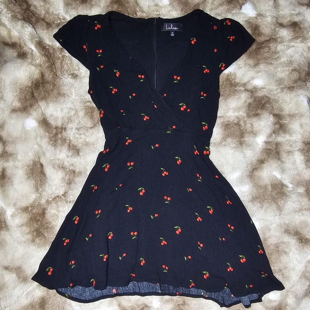 Lulu's Black Cherry Print Dress